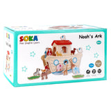 SOKA Wooden Noah's Ark Playset with Mr and Mrs Noah and 13 Animals – Toy for Imaginative Play