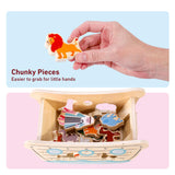 SOKA Wooden Noah's Ark Playset with Mr and Mrs Noah and 13 Animals – Toy for Imaginative Play