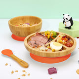 Kids bamboo bowl plate and spoon set