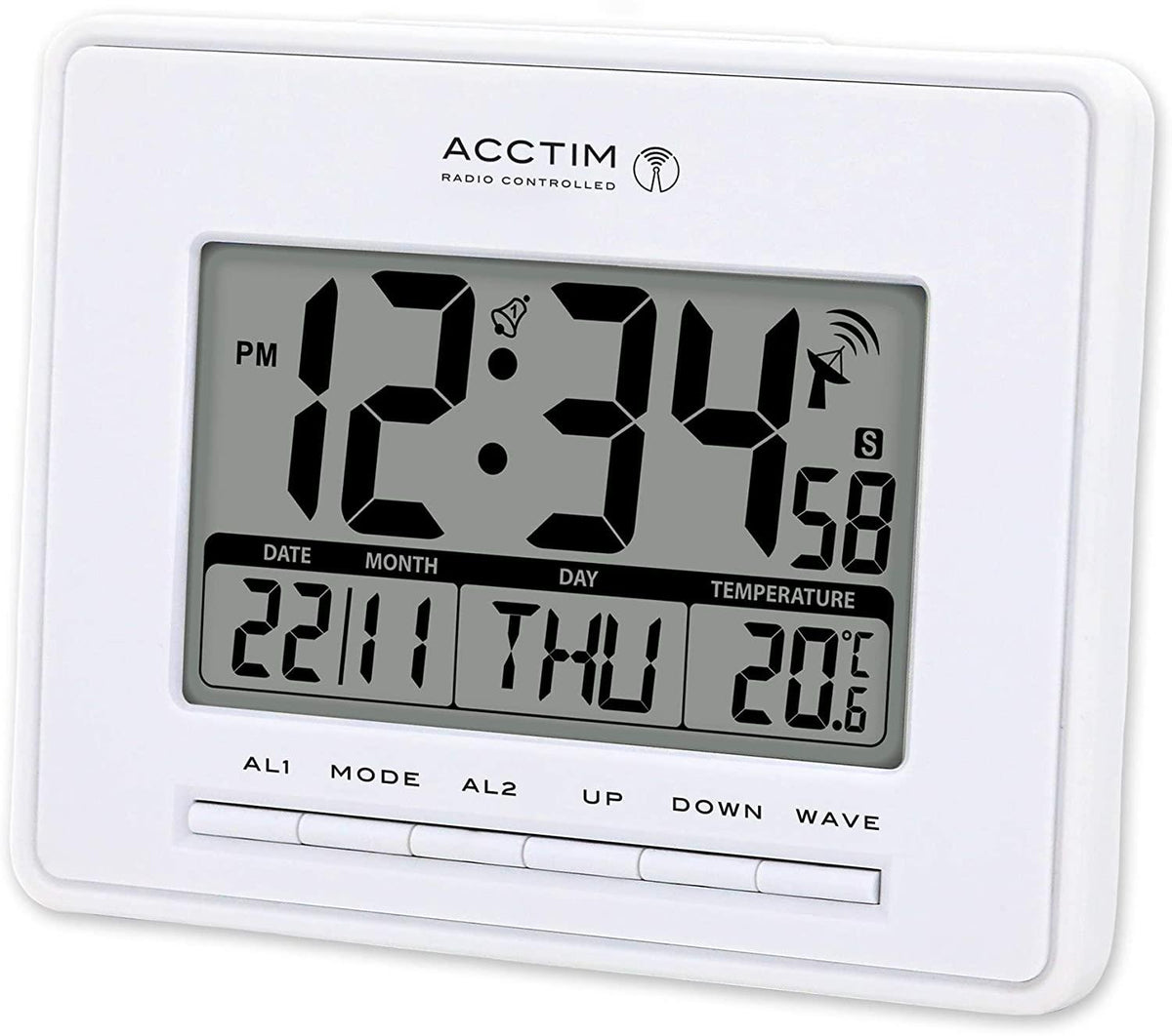 Radio-controlled LCD alarm clock