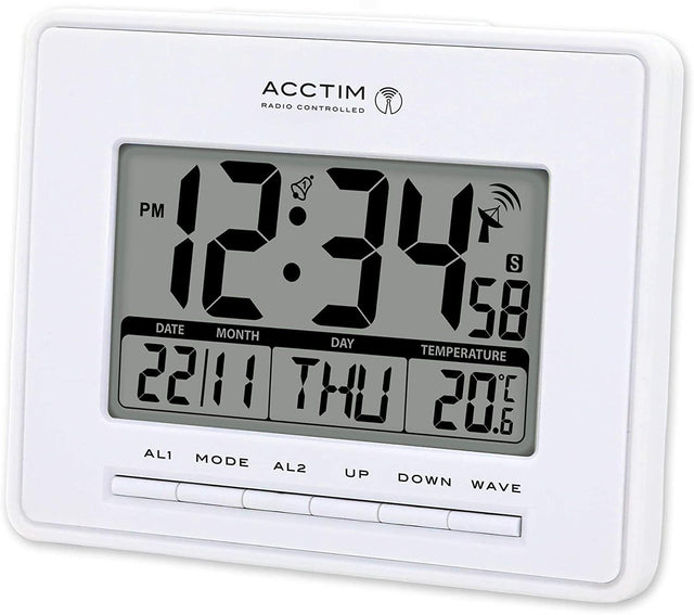 Radio-controlled LCD alarm clock