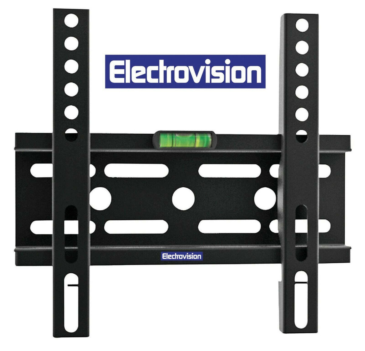 Electrovision Small Fixed TV Bracket for 24–42 Inch Screens – Universal Wall Mount with Spirit Level, Black