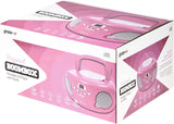 Groov-e Boombox CD Player with AM/FM Radio, LED Display & Headphone Jack – Portable Stereo, Pink