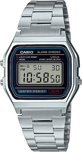 Casio Men’s Digital Watch with Stainless Steel Bracelet, Stopwatch, Alarm and LED Light – A158WA-1DF