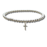 Aye Do Gifts Girls Mini Cross Silver Beaded Bracelet – Children's Faith Jewellery Gift