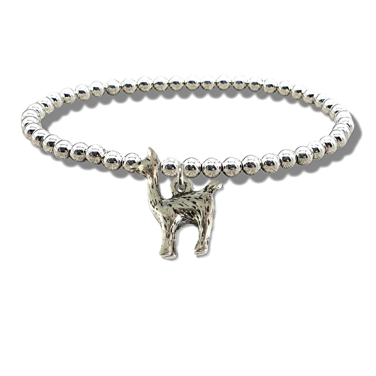 Aye Do Gifts Llama Silver Beaded Bracelet – Cute Llama Charm Bracelet Gift