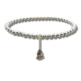 Aye Do Gifts Broom Silver Beaded Bracelet – Witchy Broom Charm Bracelet Gift