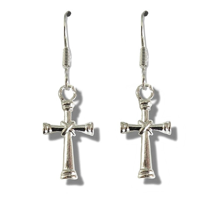 Aye Do Gifts Cross Drop Earrings, Silver Plated – Christening, Communion & Birthday Gift in Black Gift Box