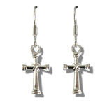Aye Do Gifts Cross Drop Earrings, Silver Plated – Christening, Communion & Birthday Gift in Black Gift Box