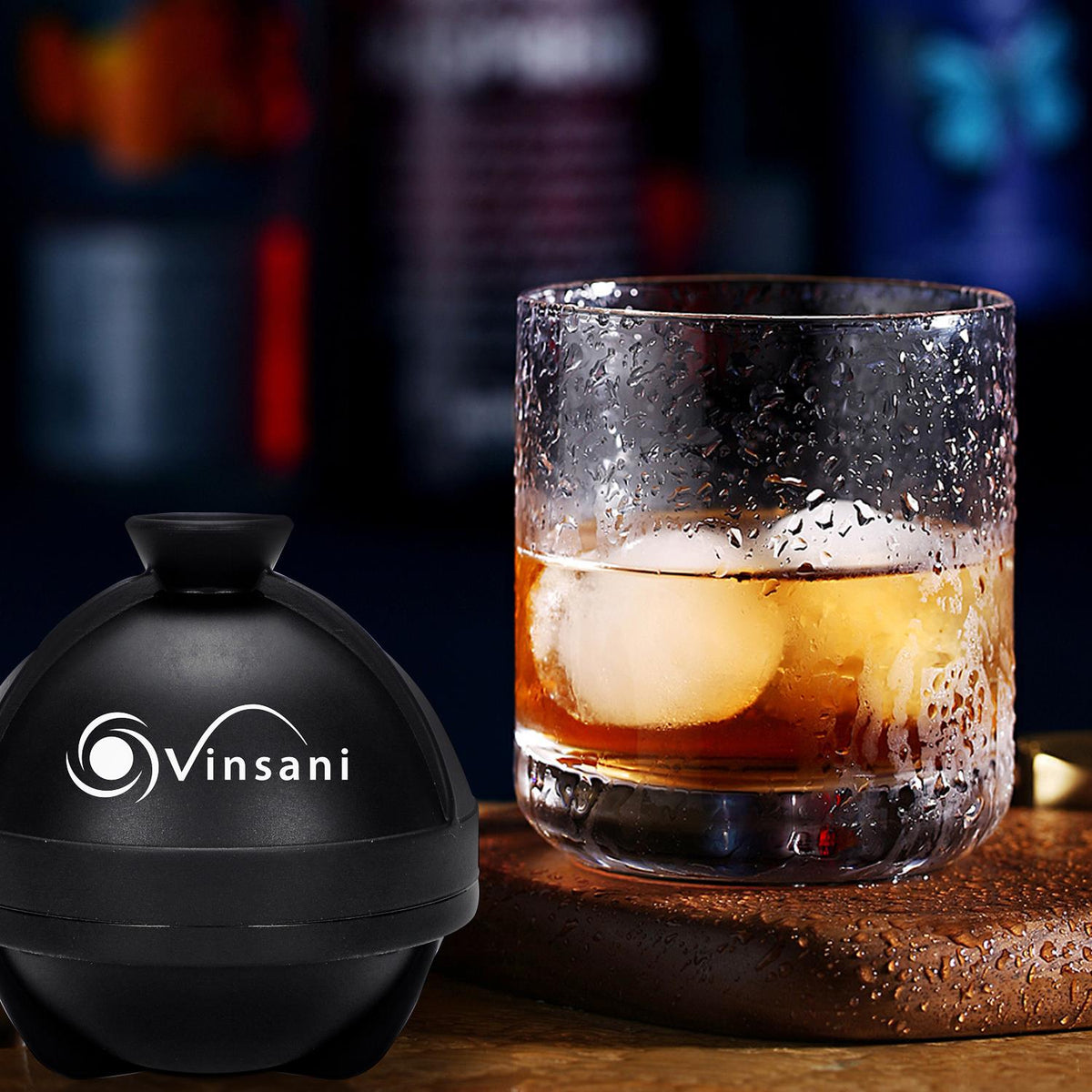 VINSANI 2-Pack Large Ice Ball Sphere Moulds – 6cm Slow-Melting Ice for Whisky & Cocktails