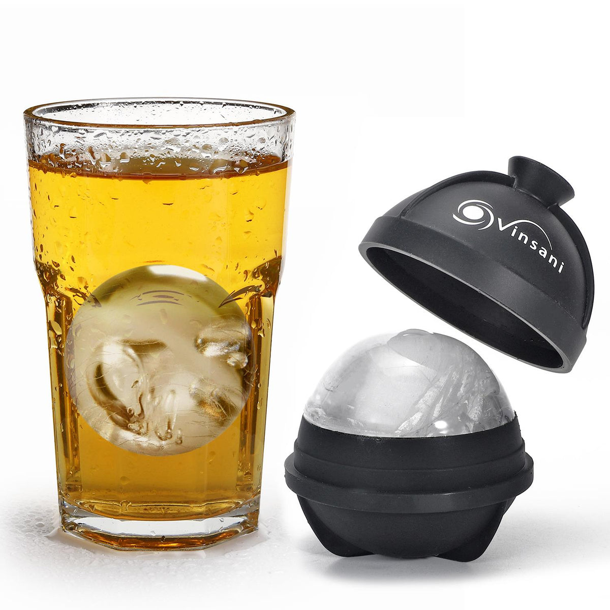 VINSANI 2-Pack Large Ice Ball Sphere Moulds – 6cm Slow-Melting Ice for Whisky & Cocktails