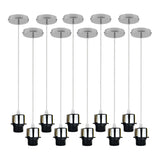 10 Pack Industrial Chrome Pendant Light Holders with 95cm Cable – E27 Vintage Ceiling Fittings