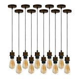 10 Pack Industrial Brushed Copper Pendant Light Holders with 95cm Cable – E27 Vintage Ceiling Fittings