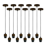 10 Pack Industrial Brushed Copper Pendant Light Holders with 95cm Cable – E27 Vintage Ceiling Fittings