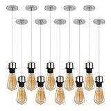 Industrial Chrome Pendant Light 10 Pack with E27 Holder & 95cm PVC Cable – Retro Lampshade-Ready Kit