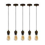 5 Pack Industrial Brushed Copper Pendant Light Holders with 95cm Cable – E27 Vintage Ceiling Fittings