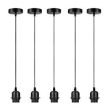 5 Pack Industrial Black Pendant Light Holders with 95cm Cable – E27 Vintage Ceiling Fittings