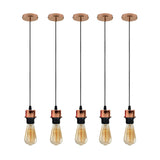 Industrial Rose Gold Pendant Light 5 Pack with E27 Holder & 95cm PVC Cable – Retro Lampshade-Ready Kit