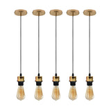 Industrial French Gold Pendant Light 5 Pack with E27 Holder & 95cm PVC Cable – Retro Lampshade-Ready Kit