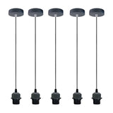 Industrial Grey Pendant Light 5 Pack with E27 Holder & 95cm PVC Cable – Retro Lampshade-Ready Kit