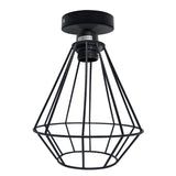 Vintage Industrial Diamond Shaped Wire Cage Ceiling Light with Metal Ceiling Rose & E27 Holder – Max 60W
