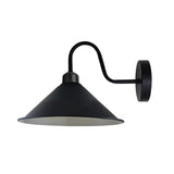 Black Cone Wall Light with Swan Neck Arm and E27 Base – Dimmable Vintage Indoor Wall Sconce