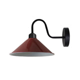 Vintage Swan Neck Wall Light with Cone Shade and E27 Socket – Dimmable Indoor Wall Sconce, Burgundy