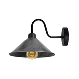 Vintage Swan Neck Wall Light with Cone Shade and E27 Socket – Dimmable Indoor Wall Sconce, Brushed Silver