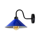 Vintage Swan Neck Wall Light with Cone Shade and E27 Socket – Dimmable Indoor Wall Sconce, Navy Blue
