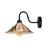 Vintage Swan Neck Wall Light with Cone Shade and E27 Socket – Dimmable Indoor Wall Sconce, Rose Gold