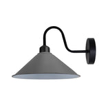 Vintage Swan Neck Wall Light with Cone Shade and E27 Socket – Dimmable Indoor Wall Sconce, Grey