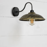 Vintage Swan Neck Wall Light, Hemisphere Shade, E27 Socket – Dimmable Indoor Wall Sconce, Brushed Brass