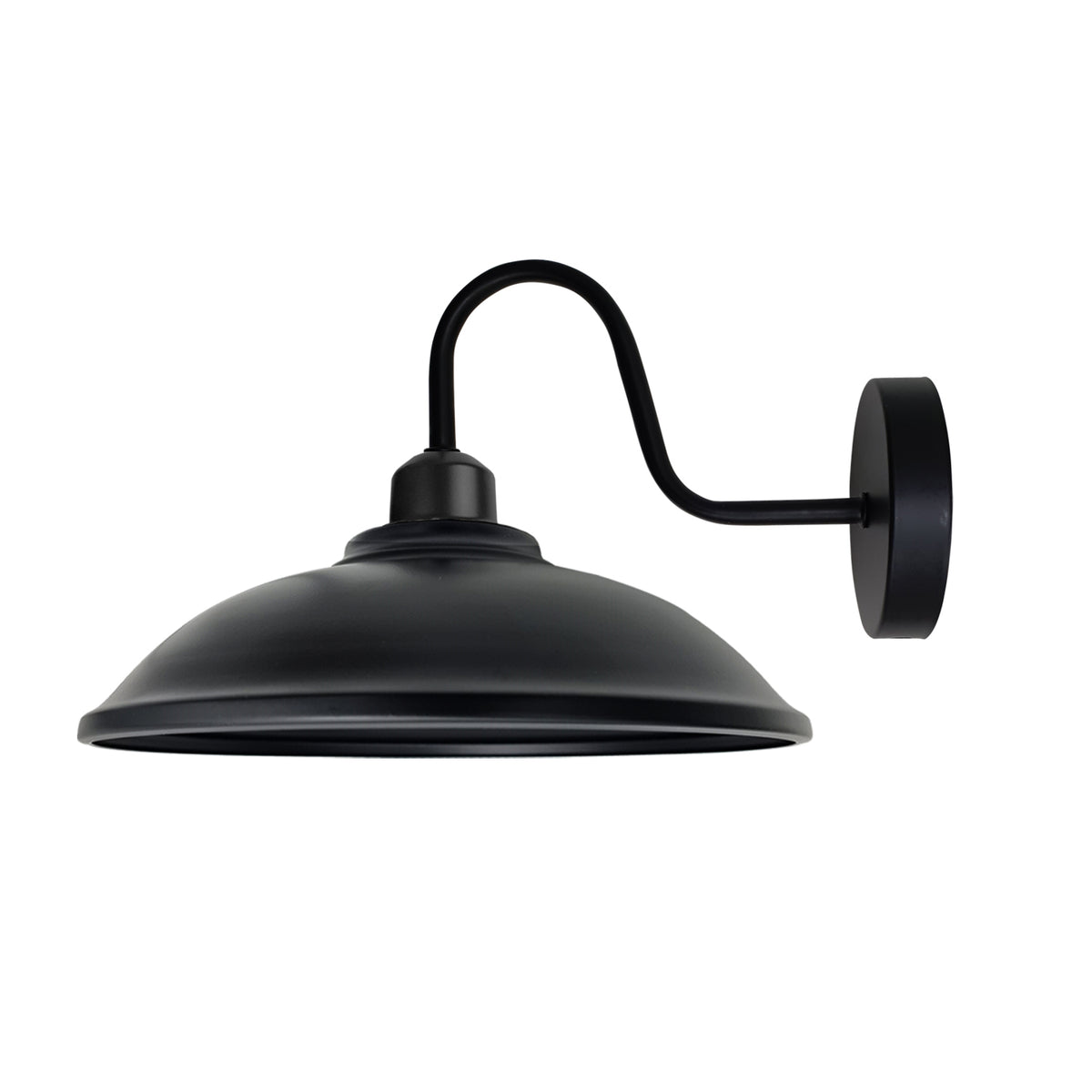 Vintage Hemisphere Wall Light with Swan Neck and E27 Socket – Dimmable Indoor Sconce, Black