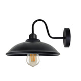 Vintage Hemisphere Wall Light with Swan Neck and E27 Socket – Dimmable Indoor Sconce, Black