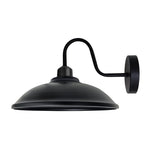 Vintage Hemisphere Wall Light with Swan Neck and E27 Socket – Dimmable Indoor Sconce, Black