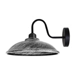 Vintage Hemisphere Wall Light with Swan Neck and E27 Socket – Dimmable Indoor Sconce, Brushed Silver