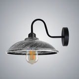 Vintage Hemisphere Wall Light with Swan Neck and E27 Socket – Dimmable Indoor Sconce, Brushed Silver