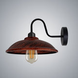 Vintage Hemisphere Wall Light with Swan Neck Arm & E27 Socket – Dimmable Metal Sconce, Rustic Red