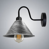 Vintage Cone Wall Light with Swan Neck and E27 Socket – Dimmable Indoor Sconce, Brushed Silver