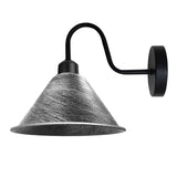Vintage Cone Wall Light with Swan Neck and E27 Socket – Dimmable Indoor Sconce, Brushed Silver