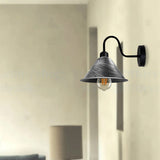 Vintage Cone Wall Light with Swan Neck and E27 Socket – Dimmable Indoor Sconce, Brushed Silver