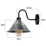 Vintage Cone Wall Light with Swan Neck and E27 Socket – Dimmable Indoor Sconce, Brushed Silver