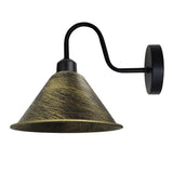 Vintage Cone Wall Light with Swan Neck and E27 Socket – Dimmable Indoor Sconce, Brushed Brass