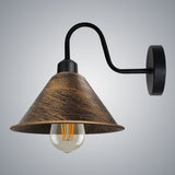Vintage Cone Wall Light with Swan Neck and E27 Socket – Dimmable Indoor Sconce, Brushed Copper
