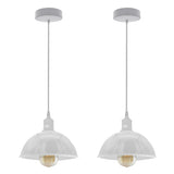 White Dome Metal Pendant Shades, 21cm – 2 Pack