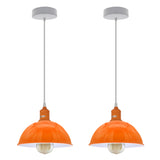 Orange Dome Metal Pendant Shades, 21cm – 2 Pack