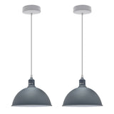 Grey Dome Metal Pendant Shades, 21cm – 2 Pack
