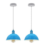 Blue Dome Metal Pendant Shades, 21cm – 2 Pack