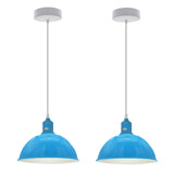 Blue Dome Metal Pendant Shades, 21cm – 2 Pack