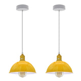 Yellow Dome Metal Pendant Shades, 21cm – 2 Pack